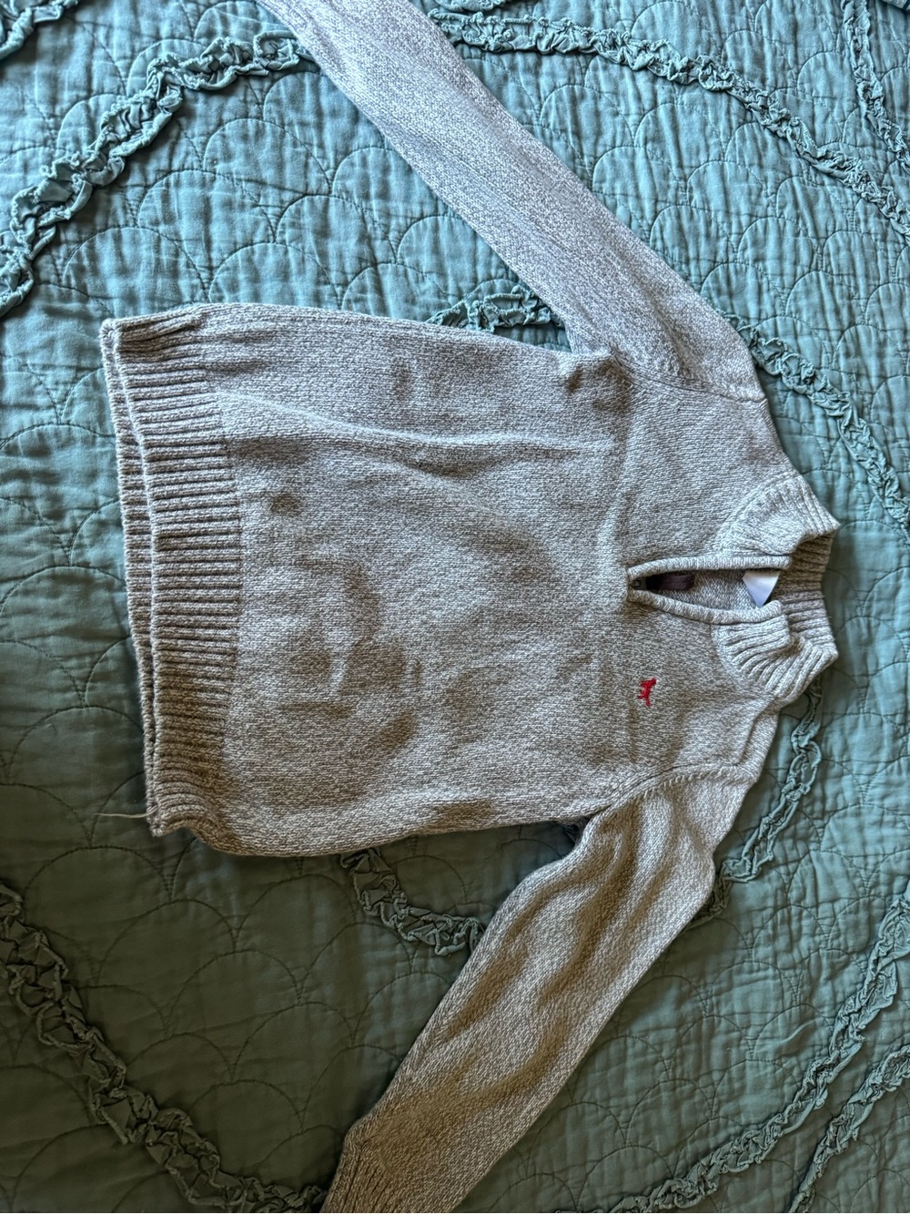 Beige Quarter-Zip Knit Sweater - Unbranded